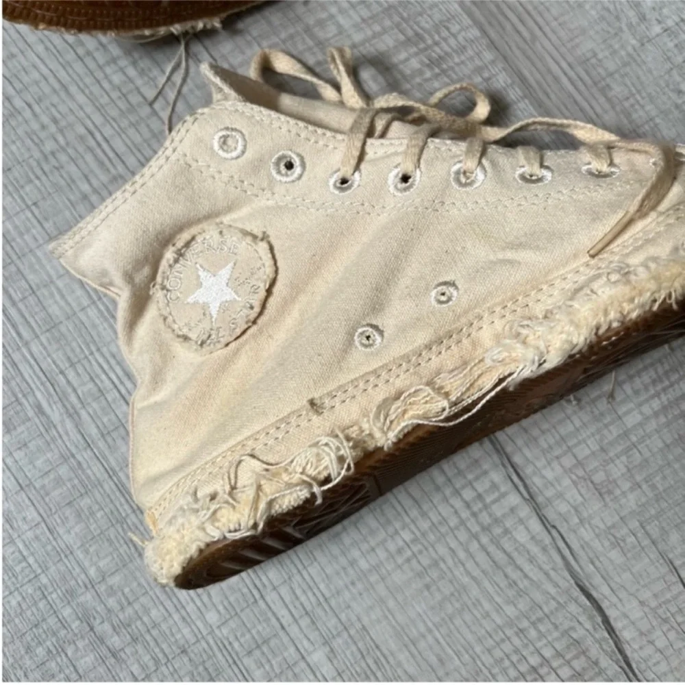 Converse All Canvas Cloth High Top Sneakers Cream Size 8 - Picture 3 of 11